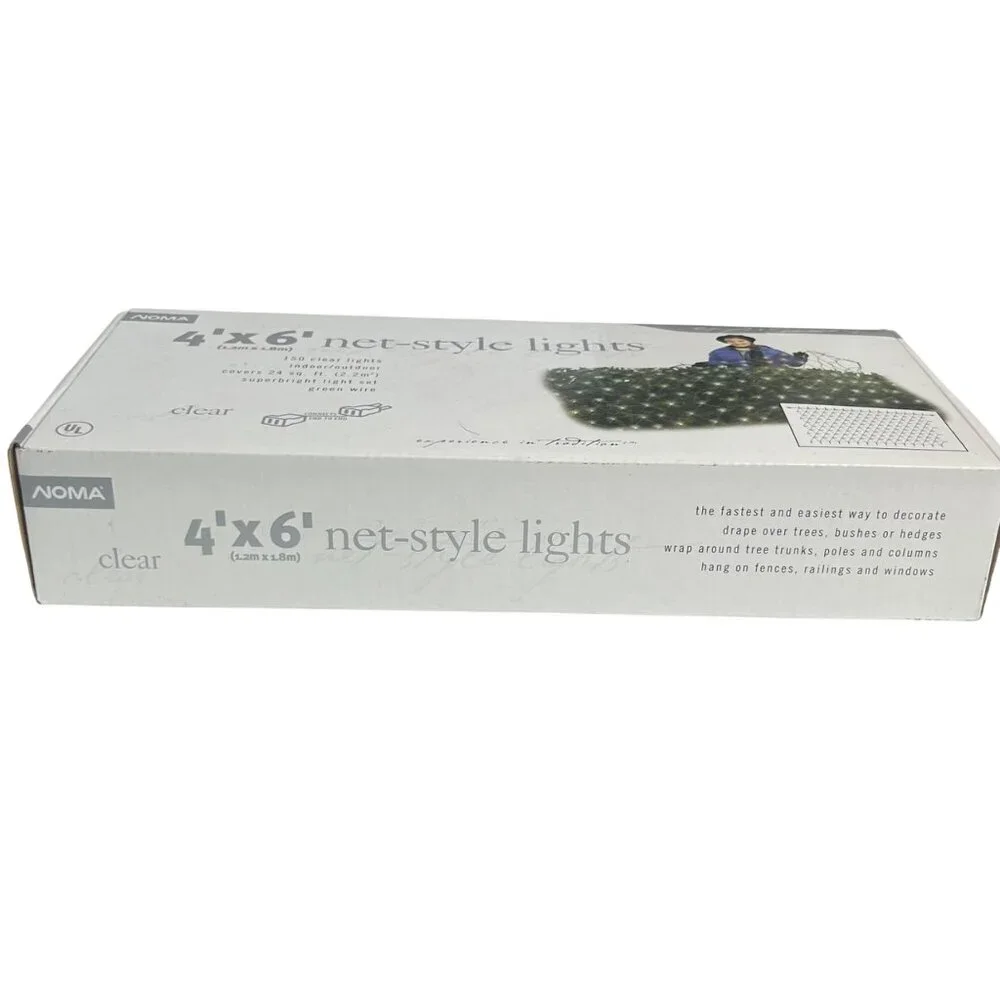 Noma 4X6 Net-Style‎ Lights 150 Clear Indoor/Outdoor Green Wire
